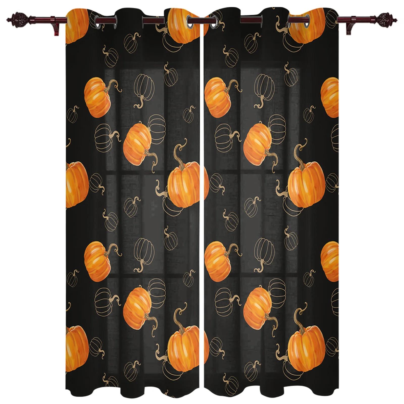 Pumpkin Autumn Simplicity Modern Curtains For Bedroom Cafe Home Decor Luxury Curtains In Living Room Balcony Window